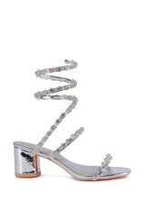 AZALEA WANG EMILIANO SILVER COIL WRAP SANDAL