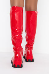 AZALEA WANG EVERYBODY KNOWS IT FLATFORM BOOT IN RED