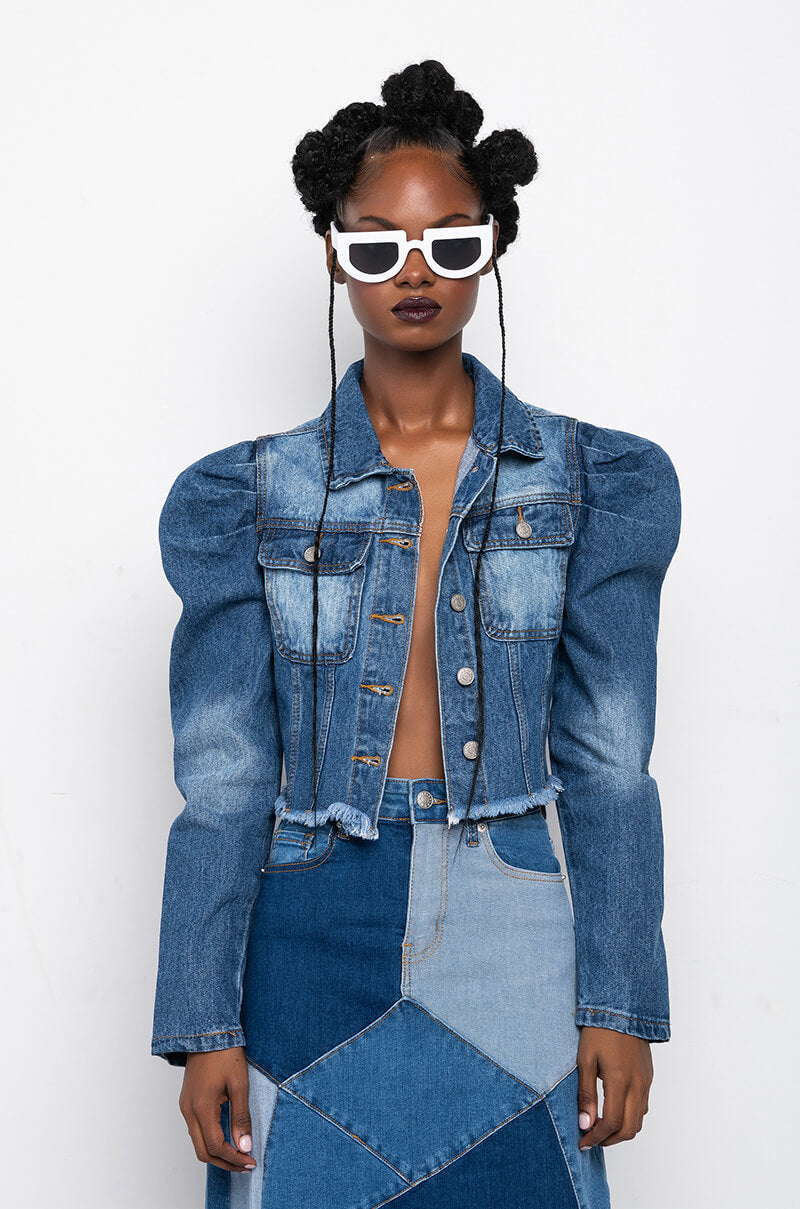 EVERYDAY PUFF SHOULDER DENIM JACKET