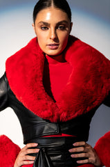 AZALEA WANG FUR TRIM GISELLE CROP JACKET