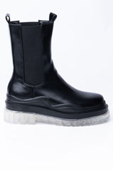 AZALEA WANG GHOST MODE FLATFORM BOOTIE IN CLEAR