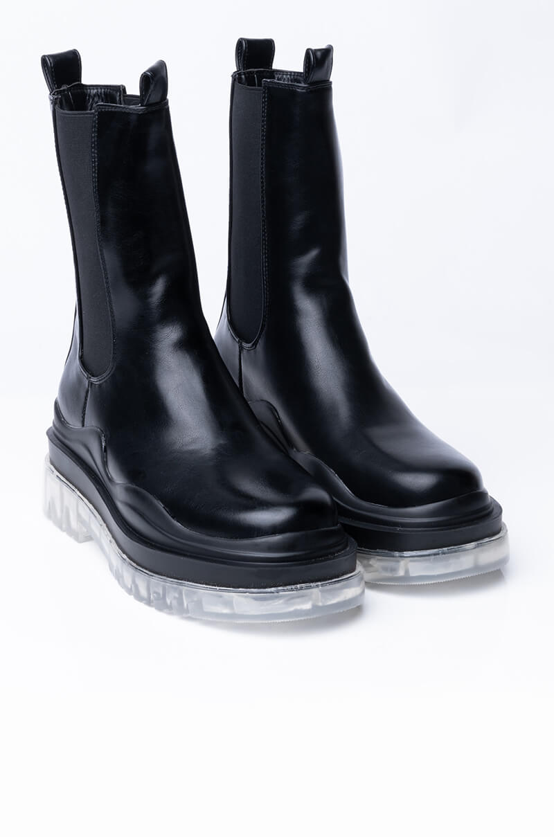 AZALEA WANG GHOST MODE FLATFORM BOOTIE IN CLEAR