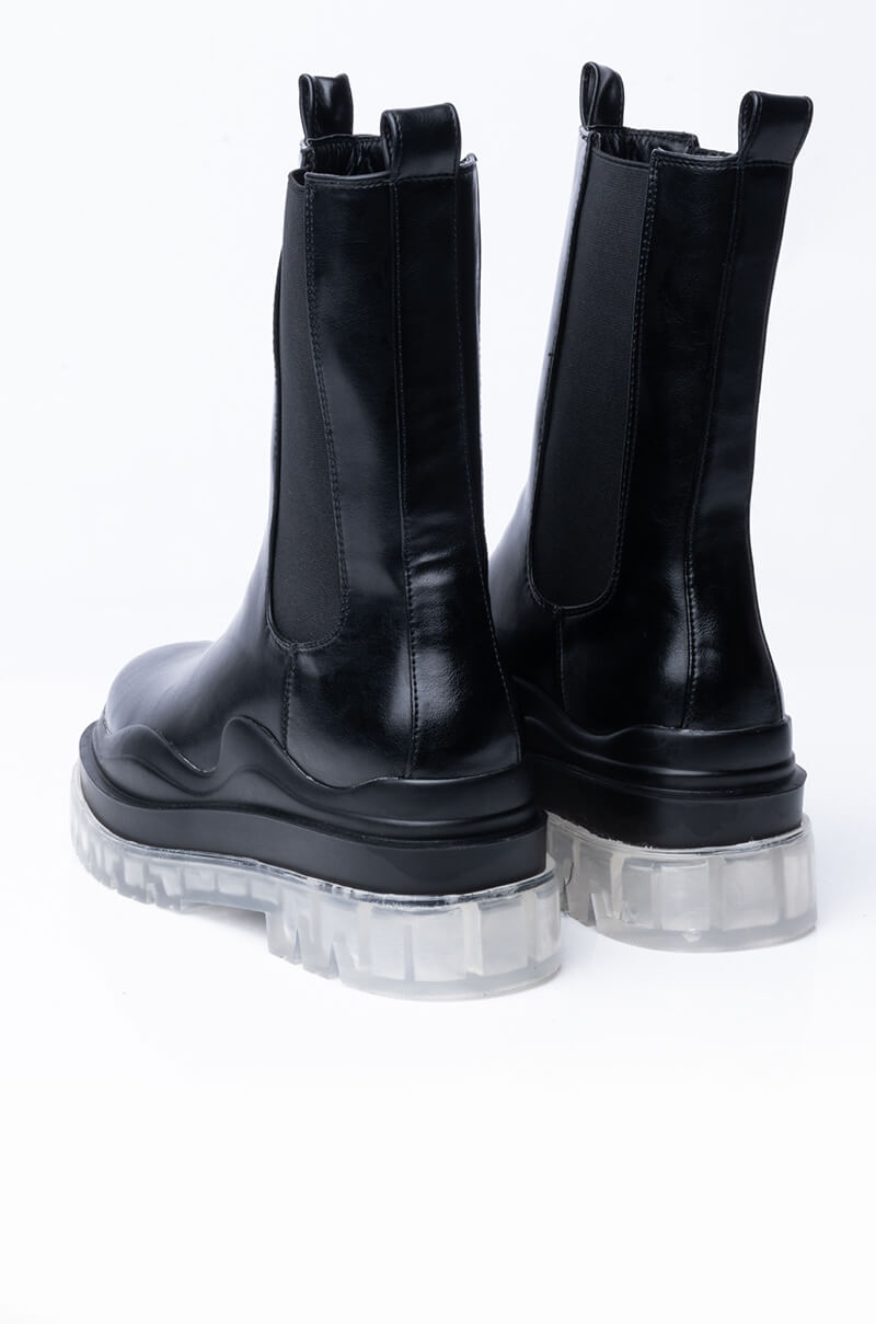 AZALEA WANG GHOST MODE FLATFORM BOOTIE IN CLEAR