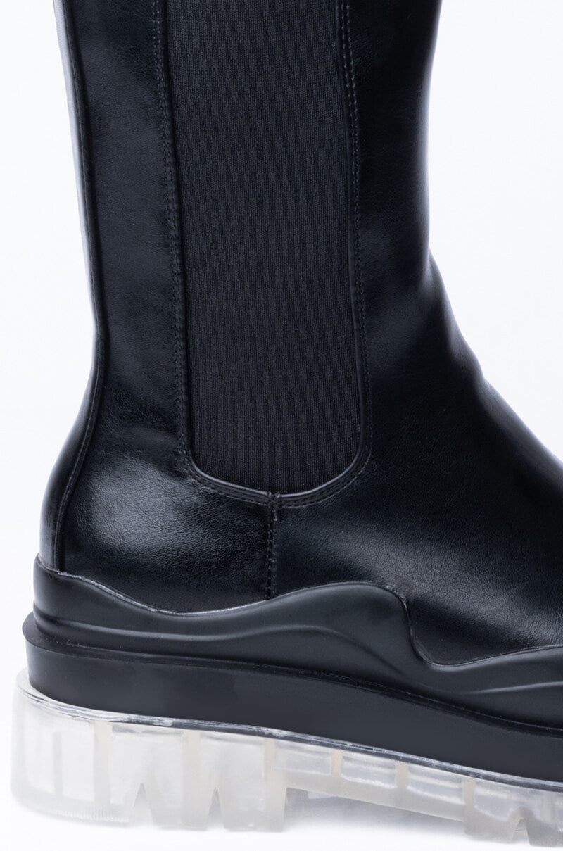 AZALEA WANG GHOST MODE FLATFORM BOOTIE IN CLEAR