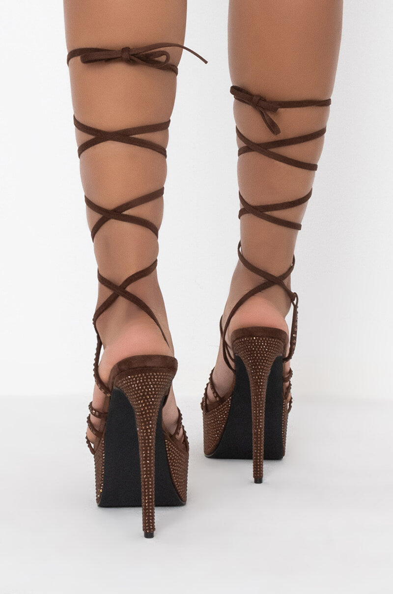 AZALEA WANG GIRLS NIGHT STILETTO SANDAL IN BROWN