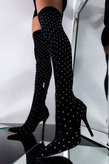 AZALEA WANG GOING ALL IN STILETTO BOOT IN BLACK SUEDE