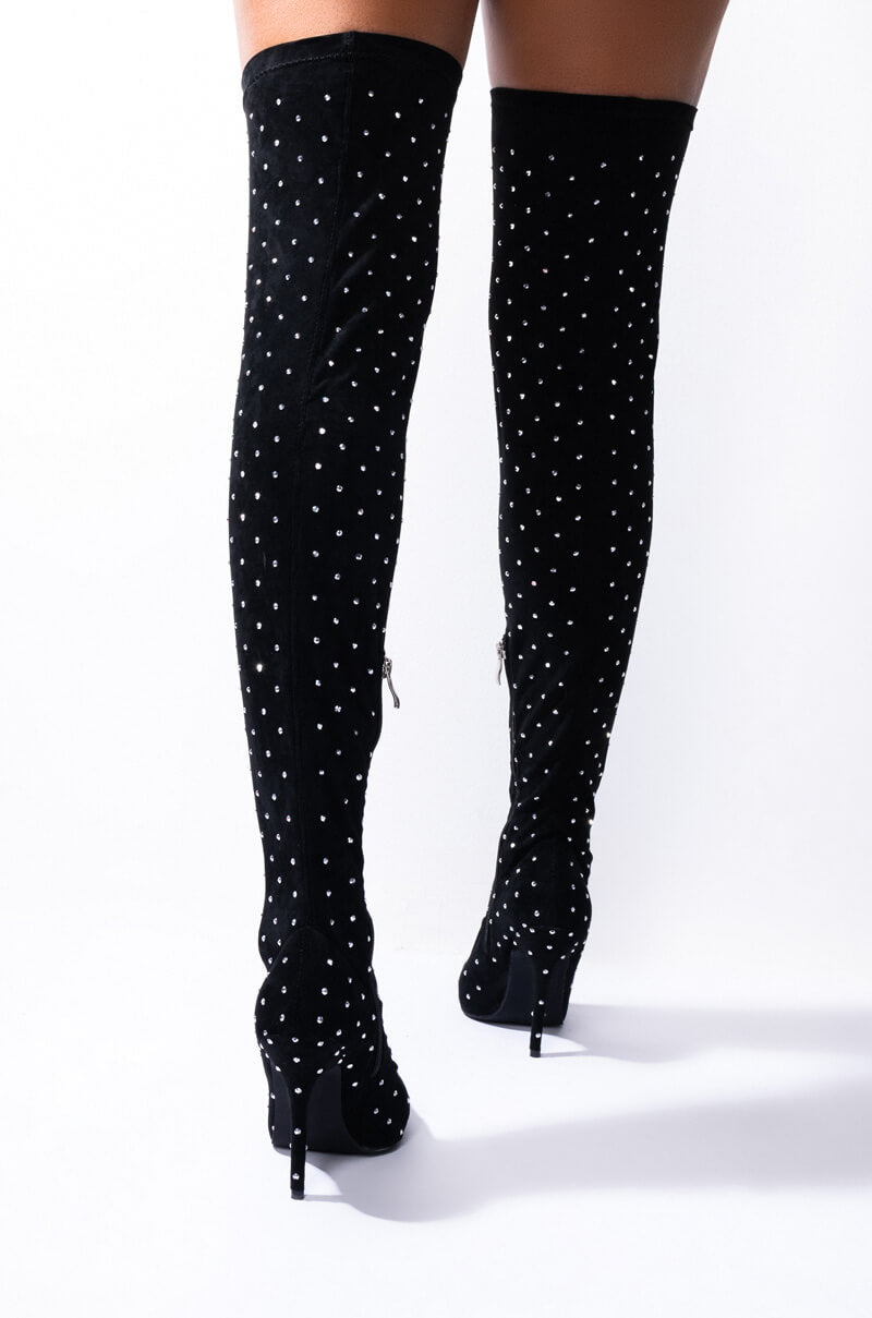 AZALEA WANG GOING ALL IN STILETTO BOOT IN BLACK SUEDE