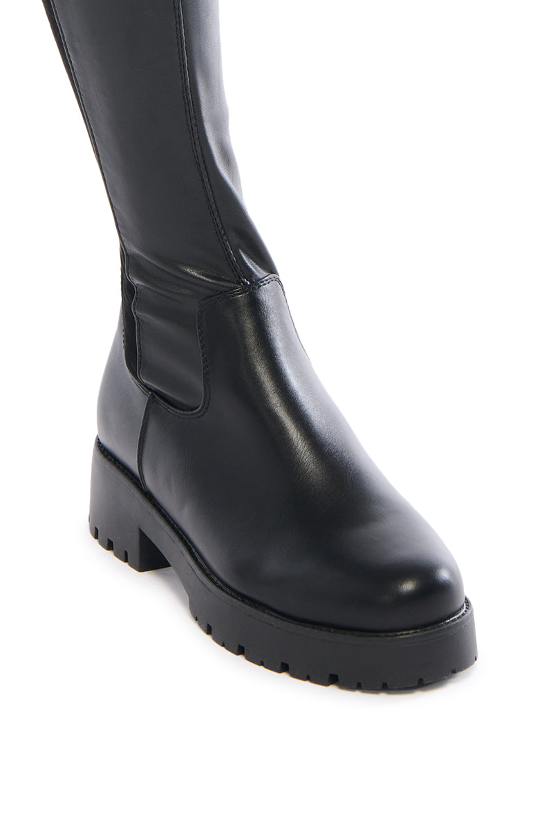 AZALEA WANG HAYDEE BLACK OVER THE KNEE SUEDE AND PU BOOT