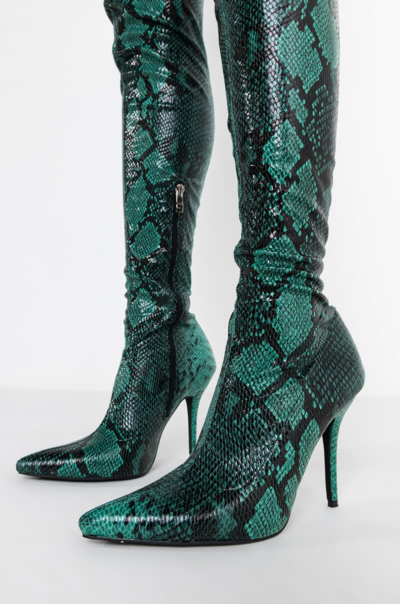 AZALEA WANG HOT LIKE WASABI STILETTO BOOT IN GREEN