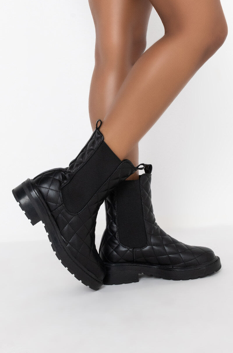 AZALEA WANG I DON'T CARE I WANT YOU FLAT BOOTIE IN BLACK