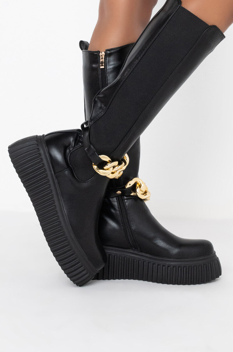 AZALEA WANG I DON'T WANNA BE LIKE YOU FLATFORM BOOT IN BLACK