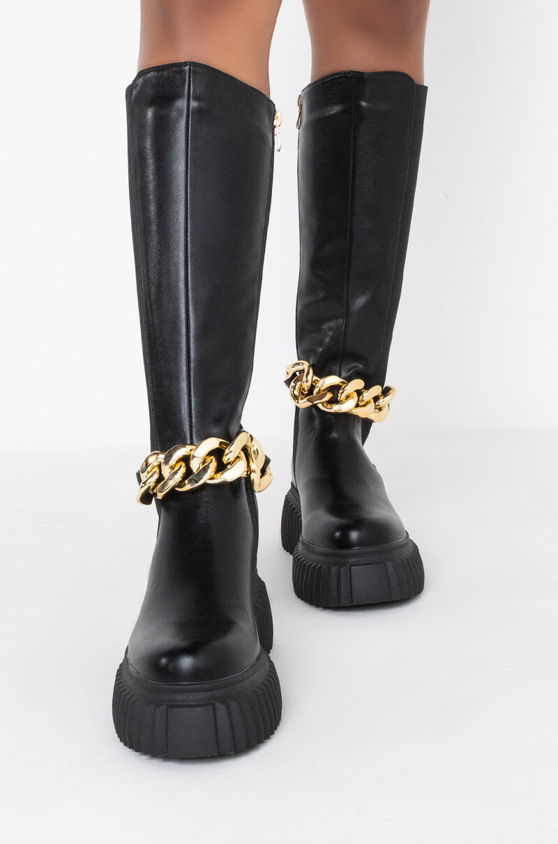 AZALEA WANG I DON'T WANNA BE LIKE YOU FLATFORM BOOT IN BLACK