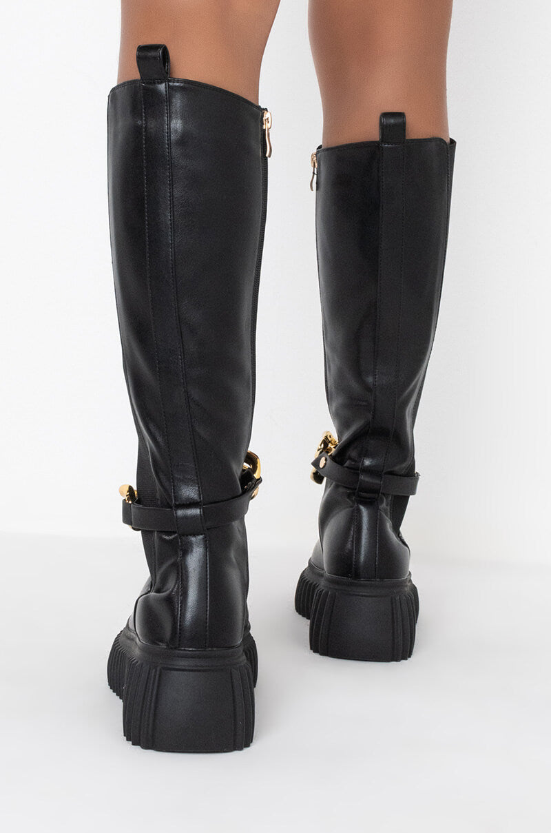 AZALEA WANG I DON'T WANNA BE LIKE YOU FLATFORM BOOT IN BLACK