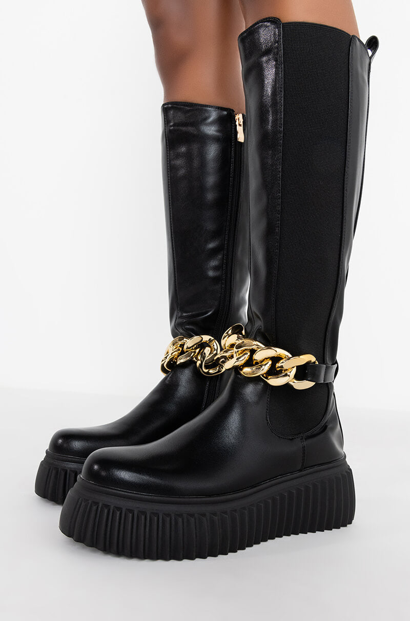 AZALEA WANG I DON'T WANNA BE LIKE YOU FLATFORM BOOT IN BLACK