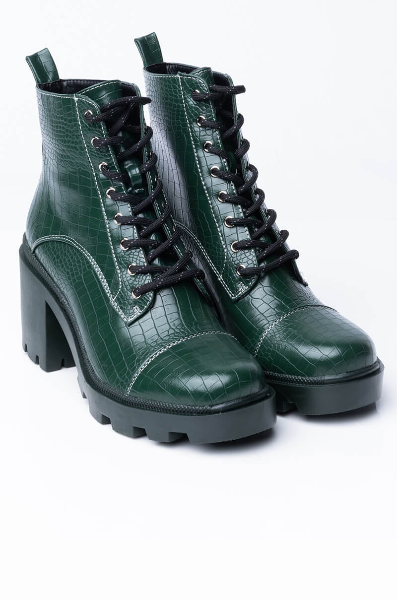 AZALEA WANG I SAID WHAT I SAID CHUNKY BOOTIE IN GREEN CROC
