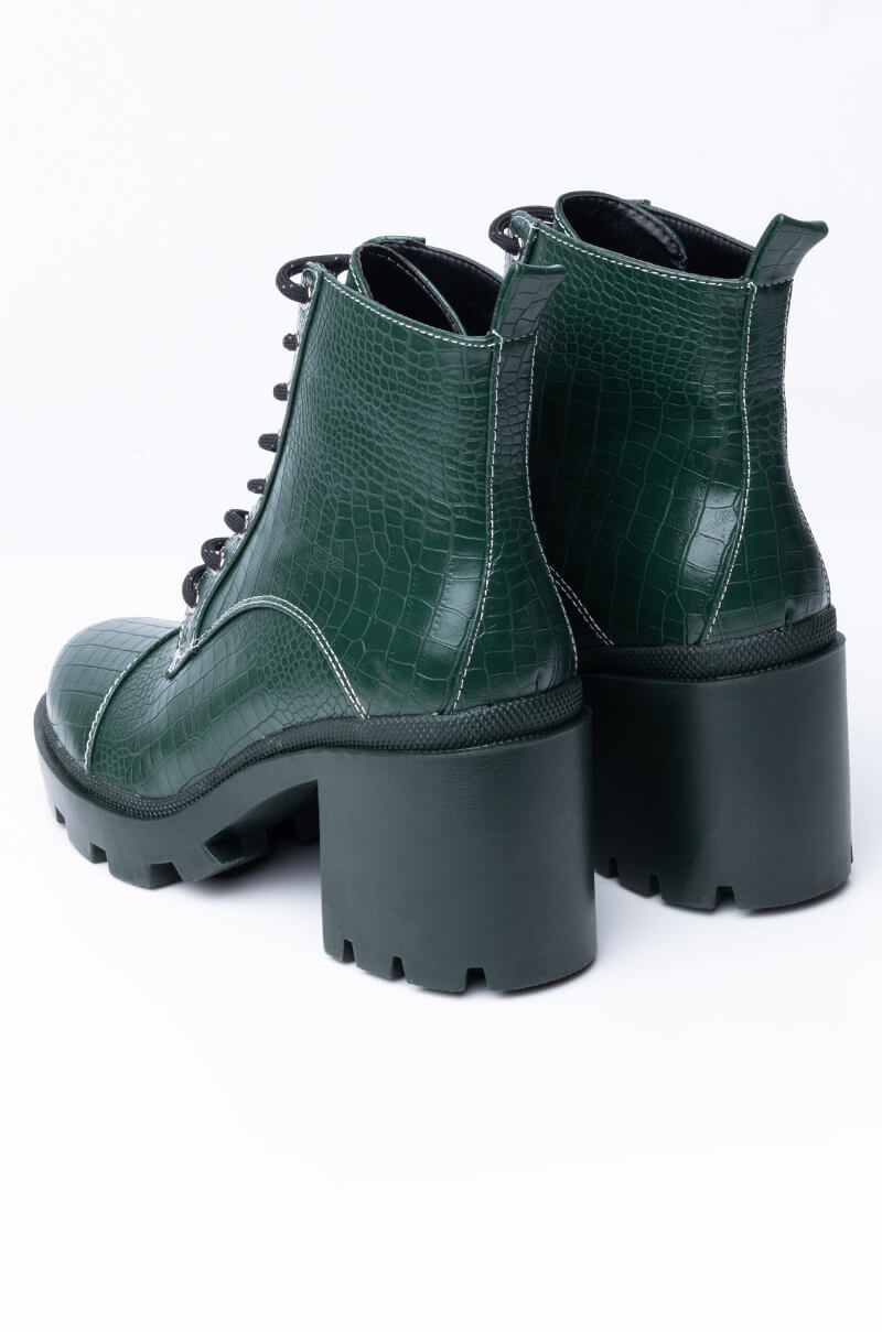 AZALEA WANG I SAID WHAT I SAID CHUNKY BOOTIE IN GREEN CROC