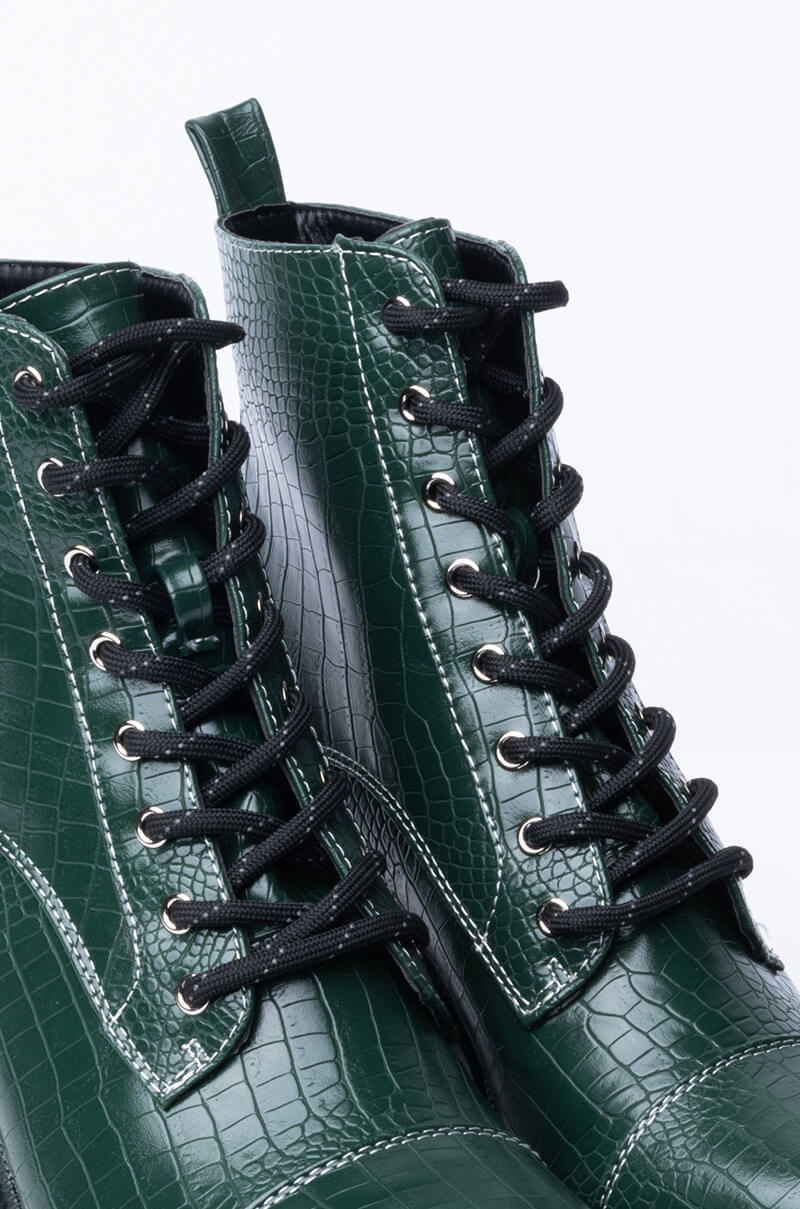 AZALEA WANG I SAID WHAT I SAID CHUNKY BOOTIE IN GREEN CROC