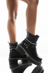 AZALEA WANG LEFT YOU IN A SECOND FLATFORM BOOTIE IN BLACK