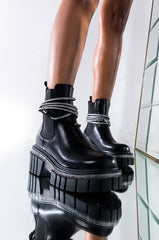 AZALEA WANG LEFT YOU IN A SECOND FLATFORM BOOTIE IN BLACK