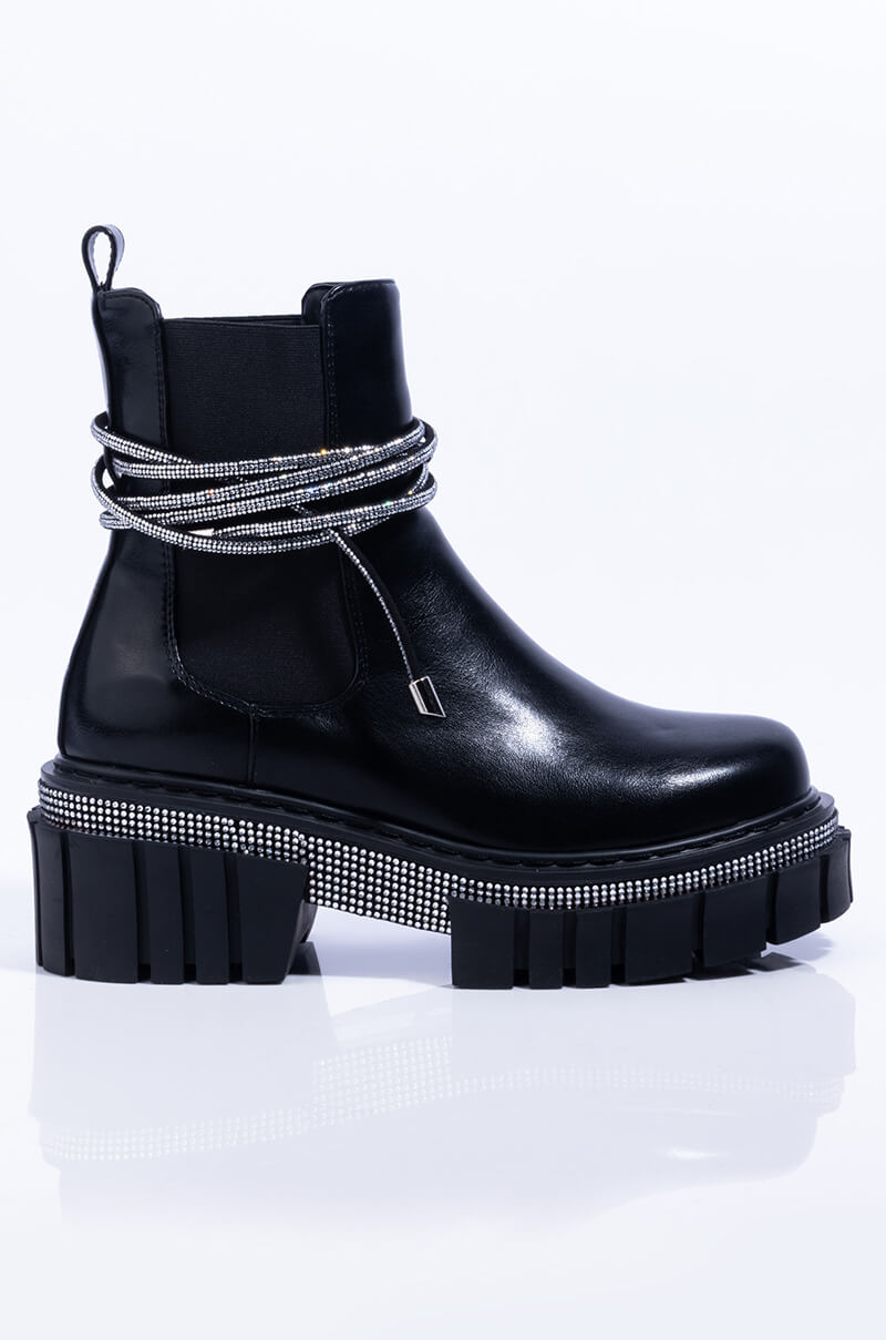 AZALEA WANG LEFT YOU IN A SECOND FLATFORM BOOTIE IN BLACK