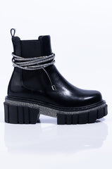 AZALEA WANG LEFT YOU IN A SECOND FLATFORM BOOTIE IN BLACK