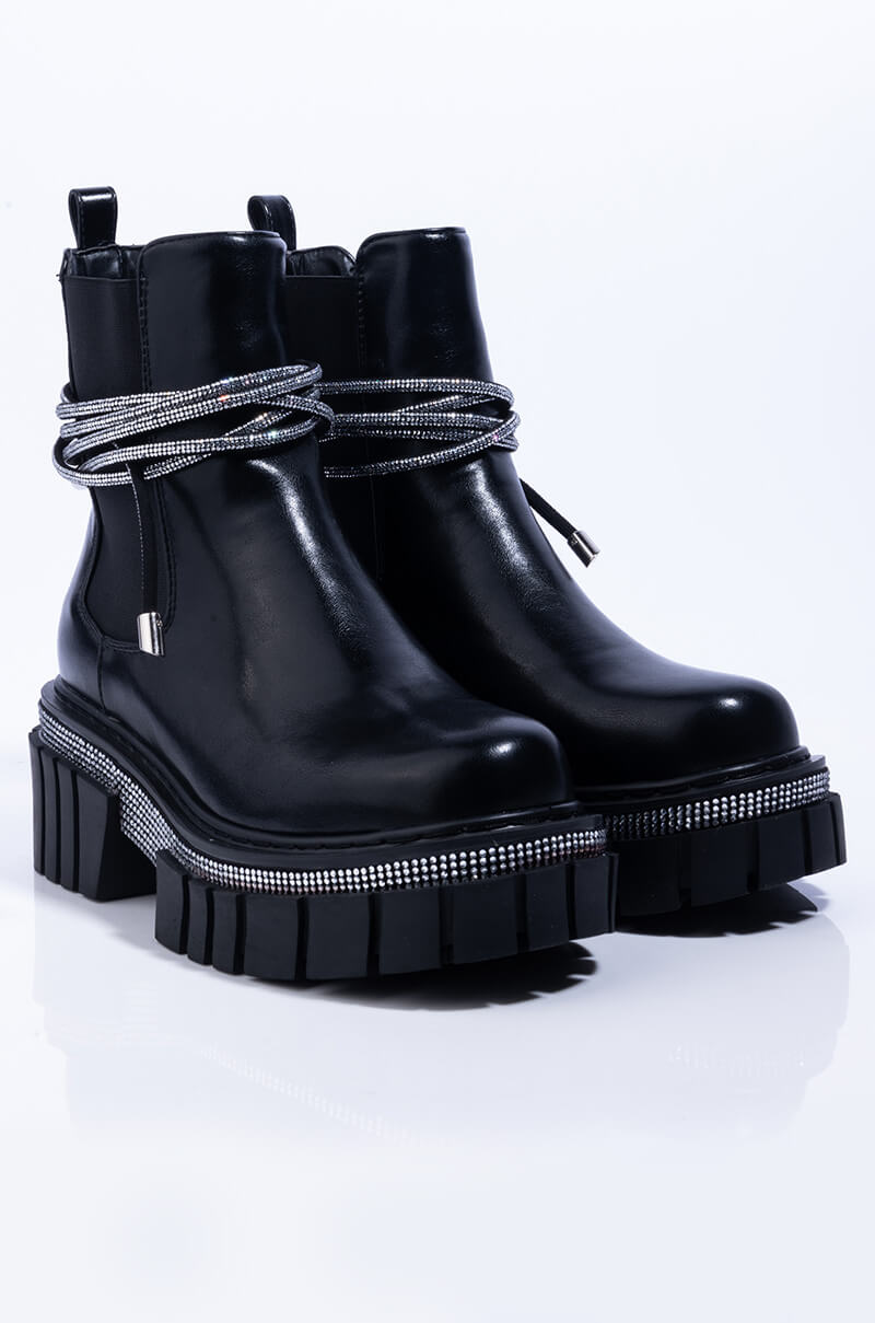 AZALEA WANG LEFT YOU IN A SECOND FLATFORM BOOTIE IN BLACK