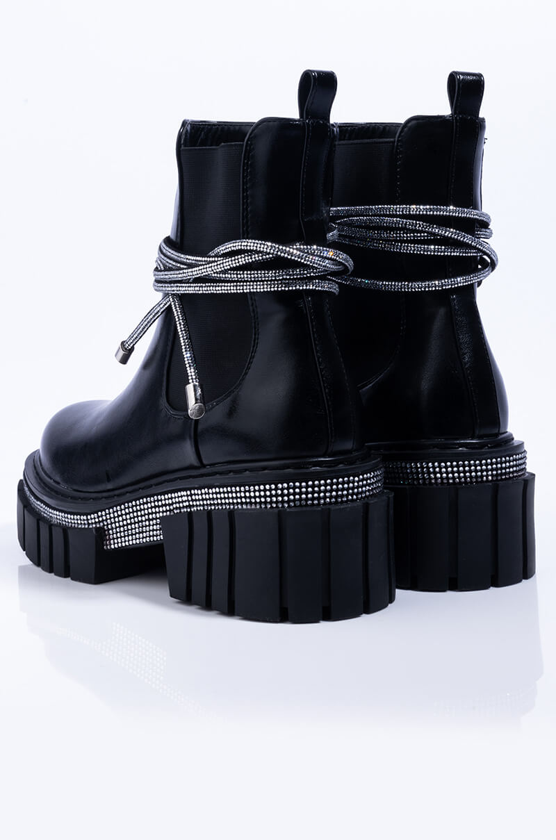 AZALEA WANG LEFT YOU IN A SECOND FLATFORM BOOTIE IN BLACK
