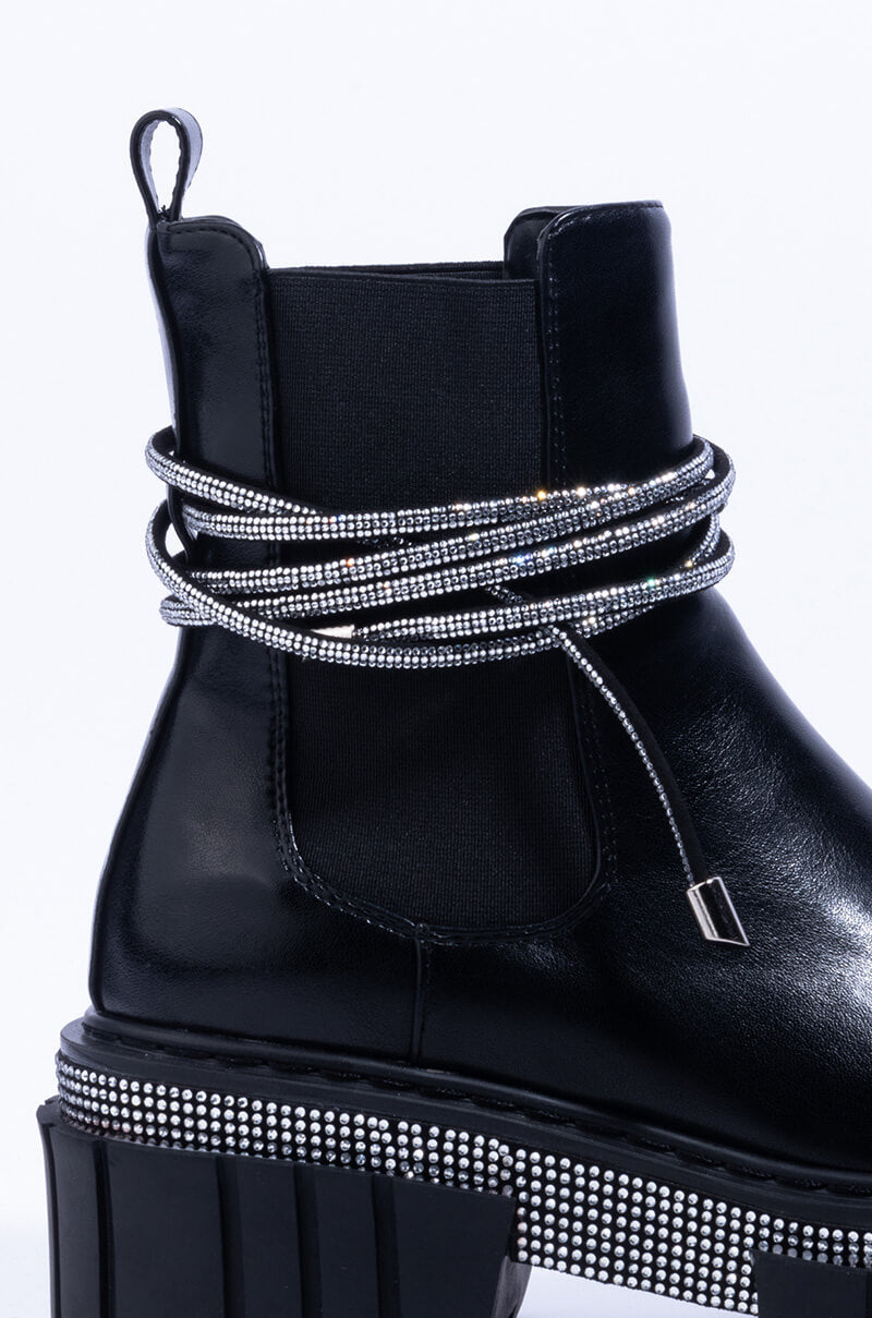 AZALEA WANG LEFT YOU IN A SECOND FLATFORM BOOTIE IN BLACK