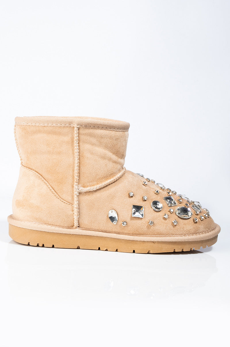 AZALEA WANG LOST IN YOUR EYES FLAT BOOTIE IN TAUPE