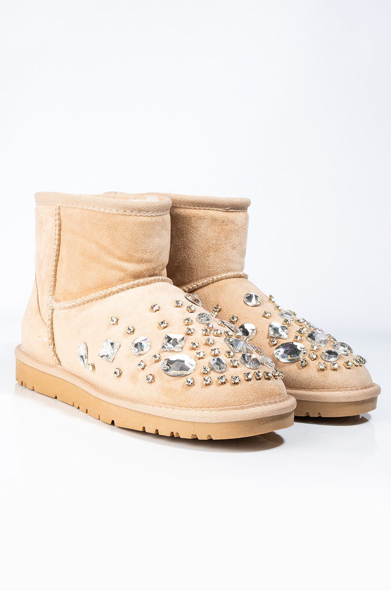 AZALEA WANG LOST IN YOUR EYES FLAT BOOTIE IN TAUPE