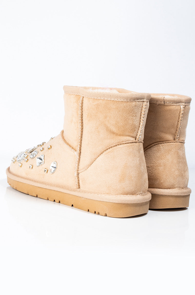 AZALEA WANG LOST IN YOUR EYES FLAT BOOTIE IN TAUPE