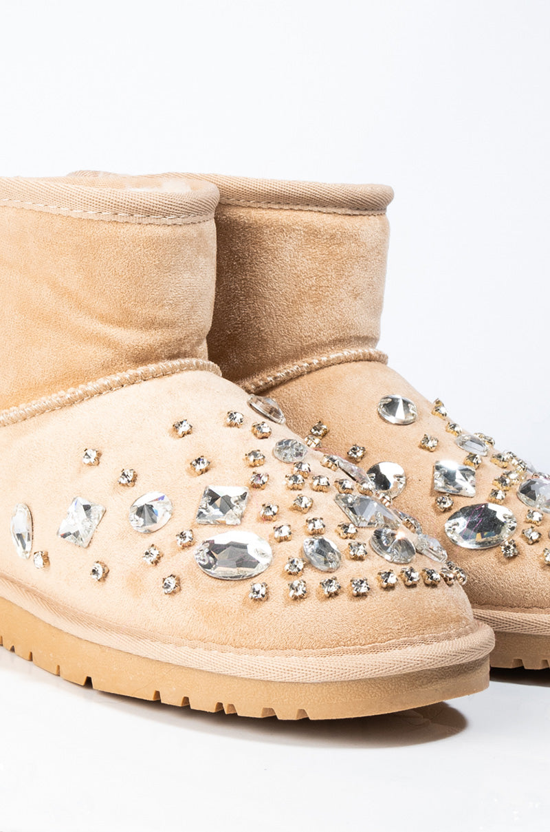 AZALEA WANG LOST IN YOUR EYES FLAT BOOTIE IN TAUPE