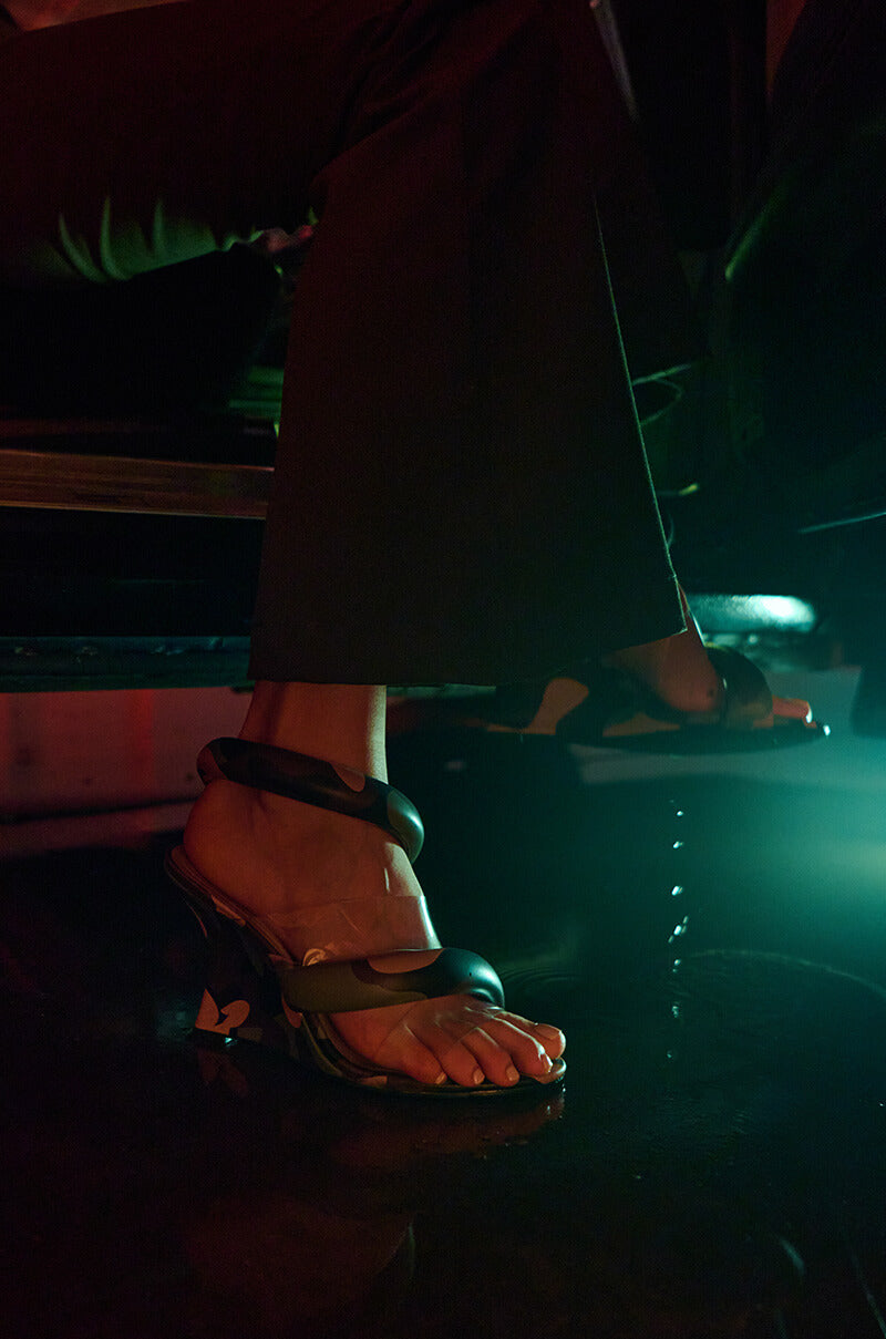 AZALEA WANG MINORU PUFF WEDGE SANDAL IN CAMO