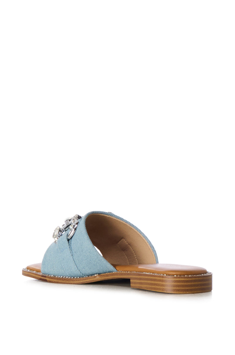 AZALEA WANG MIRIA DENIM AND DIAMOND SLIP ON SANDAL