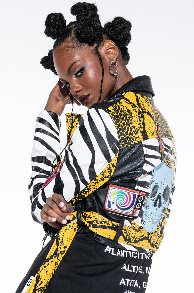 AZALEA WANG MISUNDERSTOOD CROP MOTO JACKET