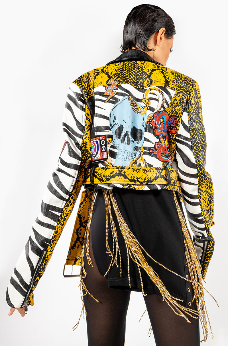 AZALEA WANG MISUNDERSTOOD CROP MOTO JACKET