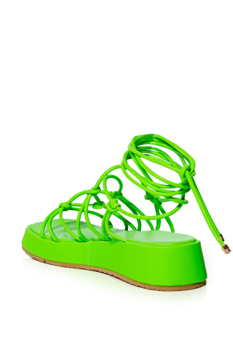 AZALEA WANG NATACHA FLAT STRAP SANDAL IN GREEN