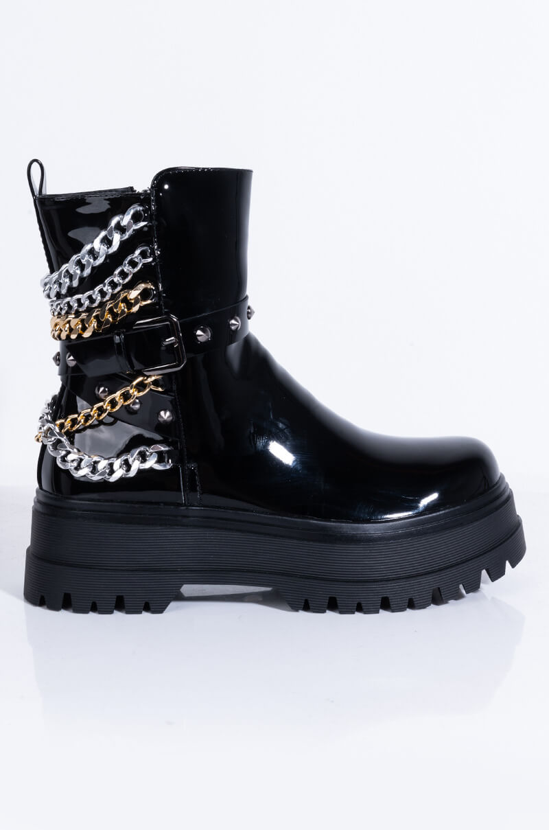 AZALEA WANG NEED MORE CHAINS BOOTIE IN BLACK