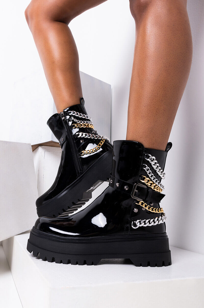 AZALEA WANG NEED MORE CHAINS BOOTIE IN BLACK