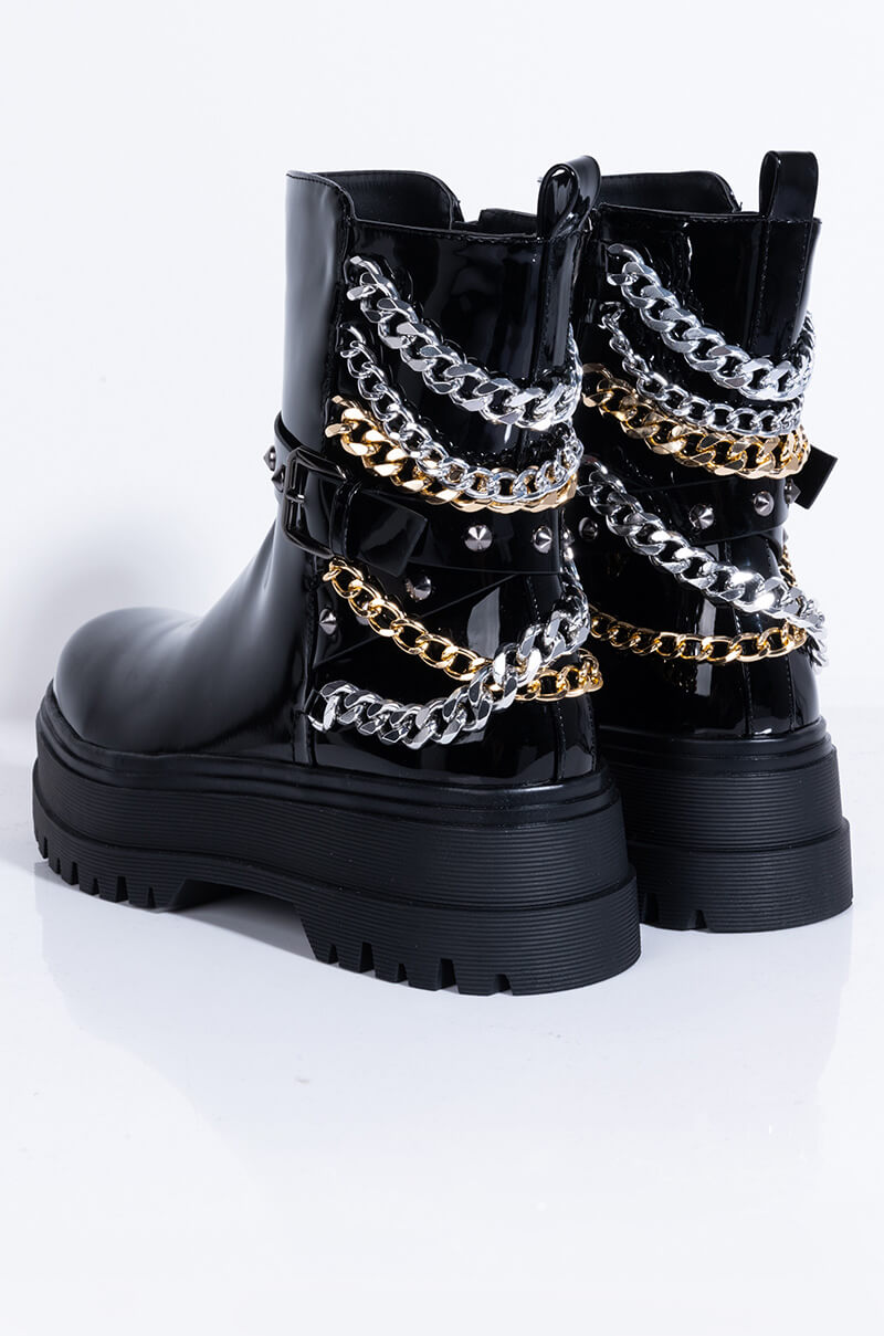 AZALEA WANG NEED MORE CHAINS BOOTIE IN BLACK