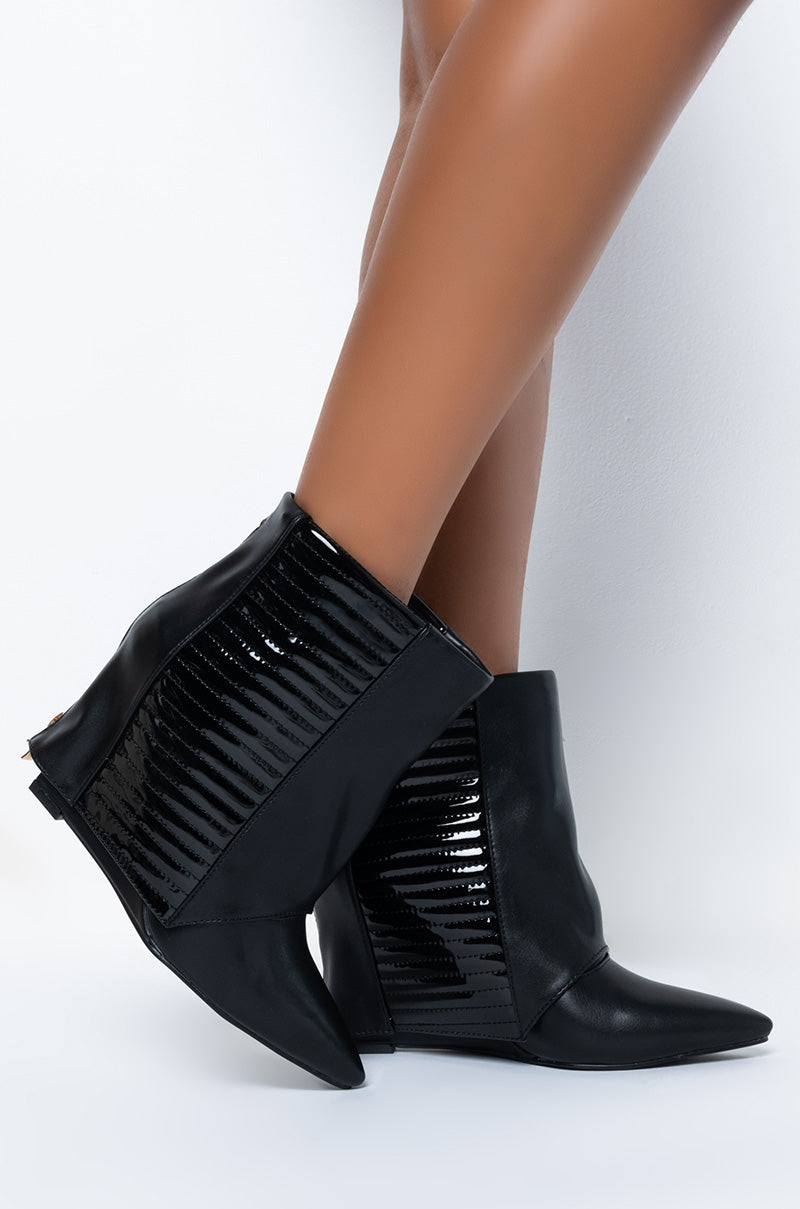 AZALEA WANG NEVER A BAD IDEA WEDGE BOOTIE IN BLACK