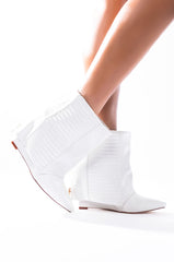 AZALEA WANG NEVER A BAD IDEA WEDGE BOOTIE IN WHITE