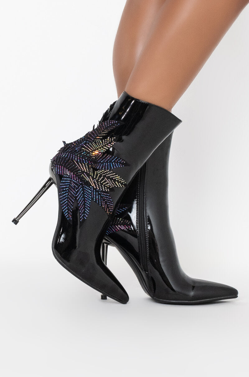 AZALEA WANG NIGHT SHIFT STILETTO BOOTIE IN BLACK MULTI