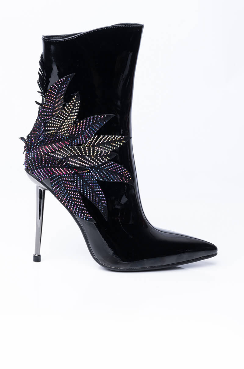 AZALEA WANG NIGHT SHIFT STILETTO BOOTIE IN BLACK MULTI