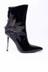 AZALEA WANG NIGHT SHIFT STILETTO BOOTIE IN BLACK MULTI