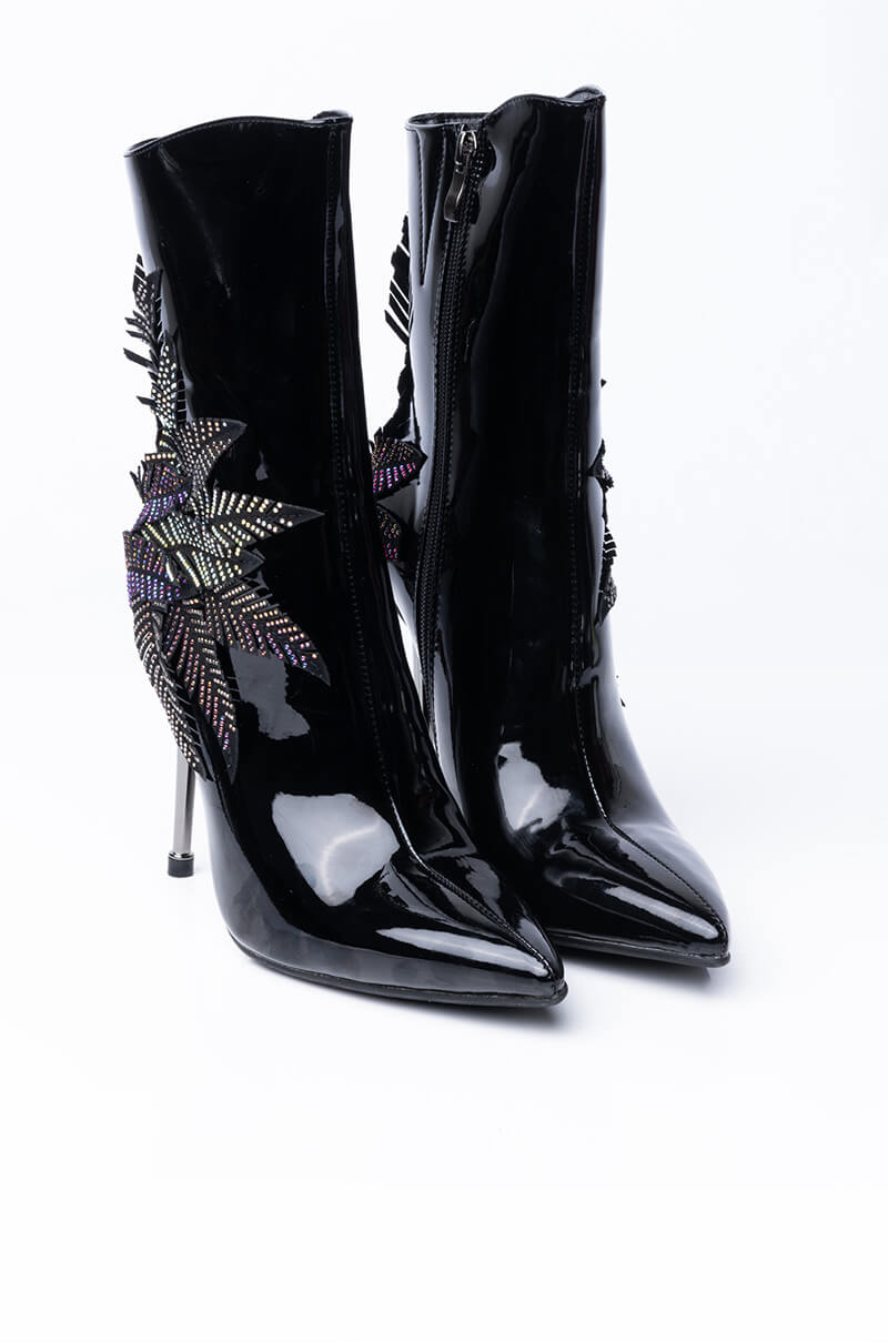 AZALEA WANG NIGHT SHIFT STILETTO BOOTIE IN BLACK MULTI
