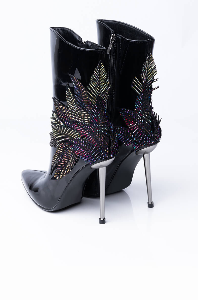 AZALEA WANG NIGHT SHIFT STILETTO BOOTIE IN BLACK MULTI
