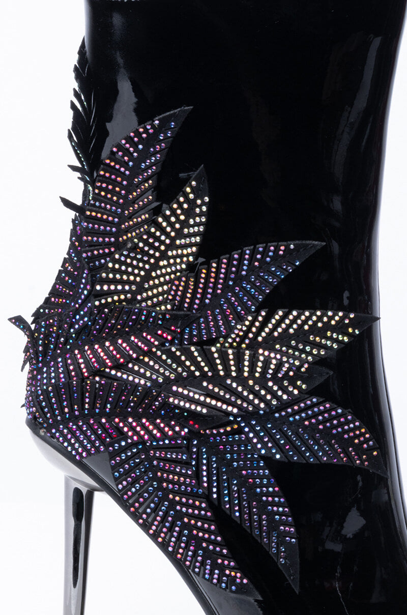 AZALEA WANG NIGHT SHIFT STILETTO BOOTIE IN BLACK MULTI