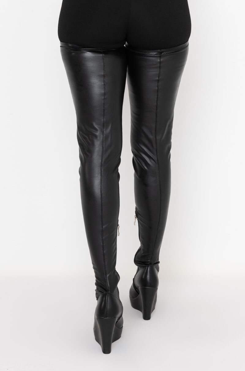 AZALEA WANG NONE OF YOUR BUSINESS WEDGE BOOT IN BLACK