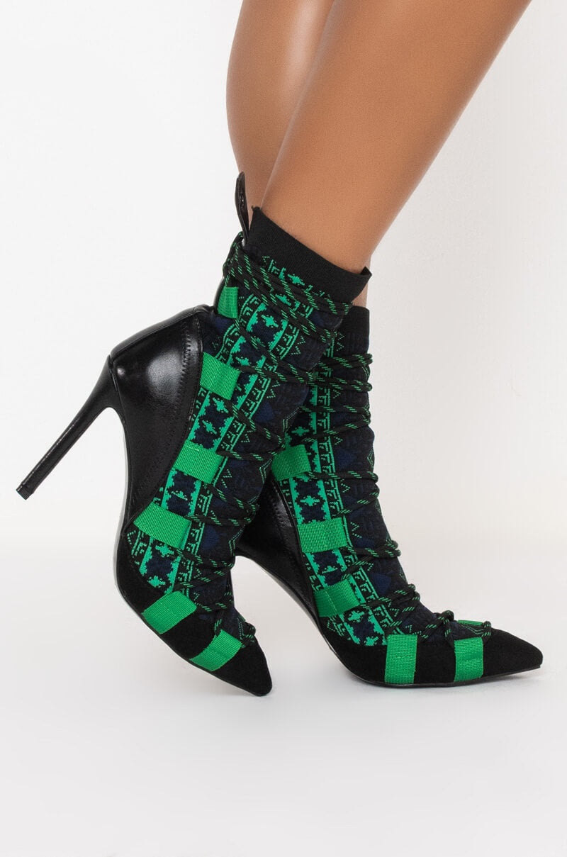 AZALEA WANG OLYMPUS HAS FALLEN STILETTO BOOTIE IN GREEN